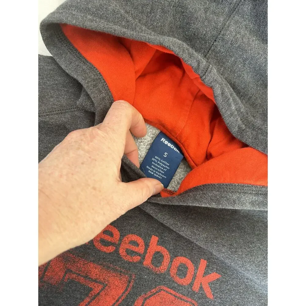 Reebok Grey Orange Hoodie size small